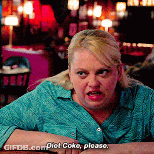 Woman In Blue Shirt Asking For Diet Coke GIF
