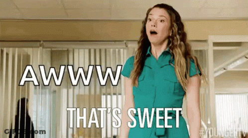 Woman In Blue Shirt At Window Saying Awwww That's Sweet GIF