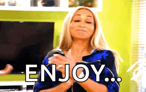 Woman In Blue Shirt Clapping With Enjoy GIF