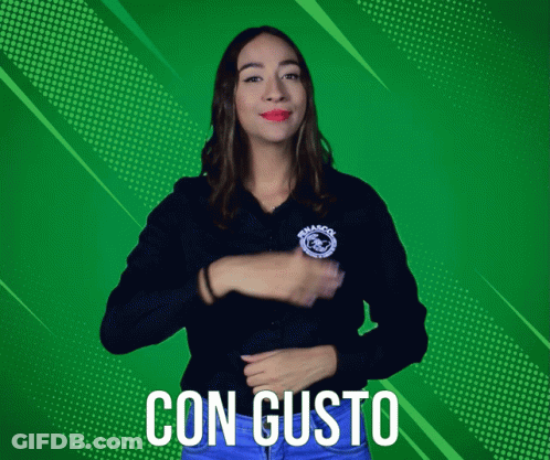 Woman In Blue Shirt Con Gusto GIF