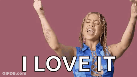 Woman In Blue Shirt Dancing Yas Queen I Love It GIF