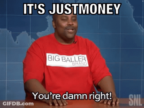 Woman In Blue Shirt Holding Stuffed Animal Says You Don't Have To Spend All That Money GIF