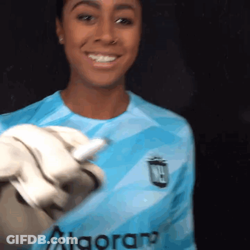 Woman In Blue Shirt Saying Algoran GIF