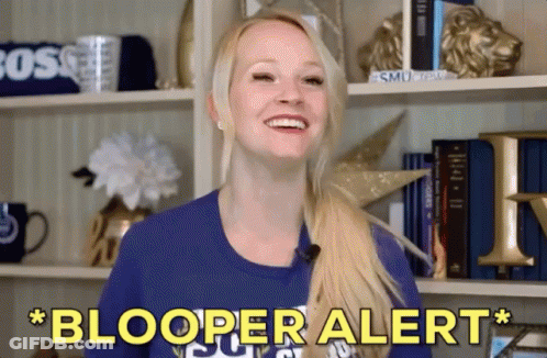 Woman In Blue Shirt Saying Blooper Alert GIF
