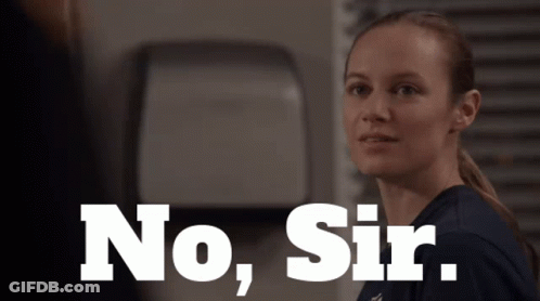 Woman In Blue Shirt Saying No Sir GIF