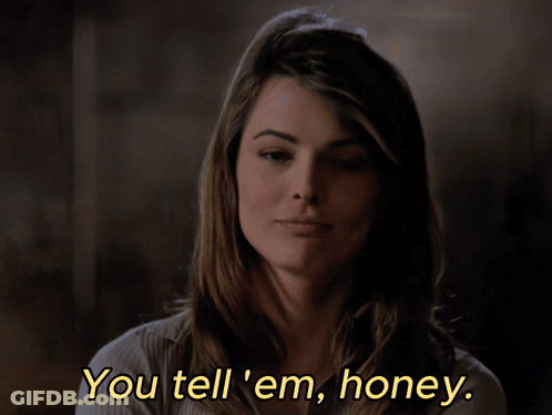 Woman In Blue Shirt Saying Tell Me What I Want To Know GIF