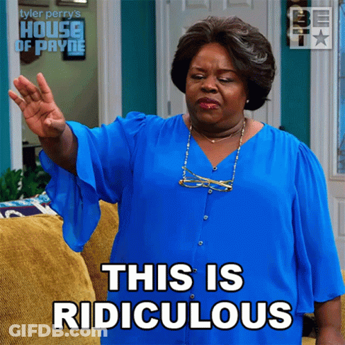 Woman In Blue Shirt Saying This Is Ridiculous GIF