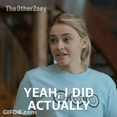 Woman In Blue Shirt Saying Yeah I Did Actually GIF