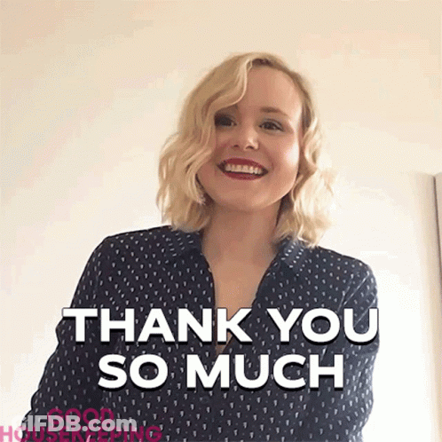 Woman In Blue Shirt Smiling Saying Thank You So Much GIF