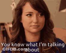 Woman In Blue Shirt Talking GIF