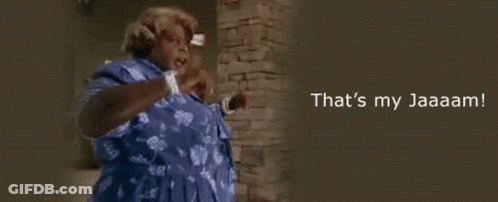 Woman In Blue Shirt That's My Jaaaam GIF