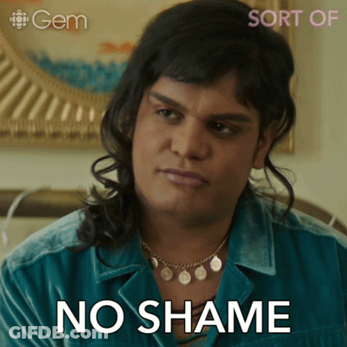 Woman In Blue Shirt With No Shame GIF