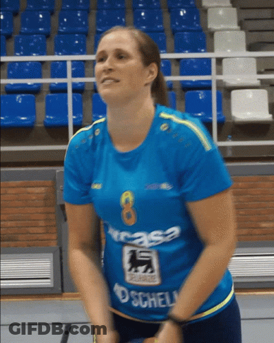 Woman In Blue Shirt With Number 8 GIF