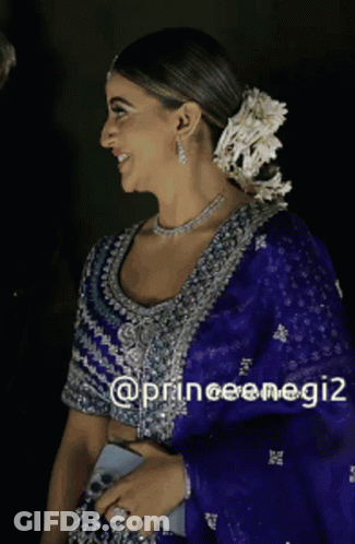 Woman In Blue Silver Dress With Flower @ Princeemegi2 GIF