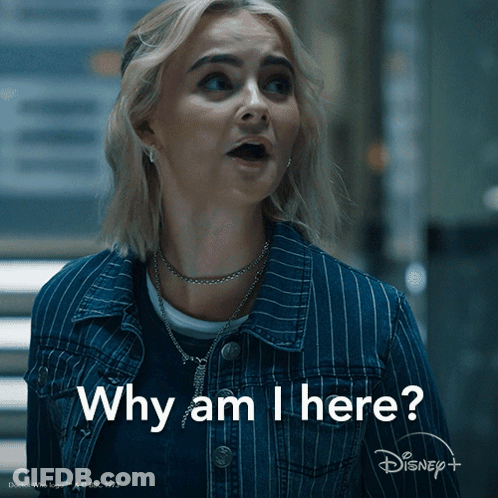 Woman In Blue Striped Jacket Asking Why Am I Here GIF