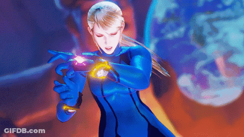 Woman In Blue Suit Holding Glowing Object GIF