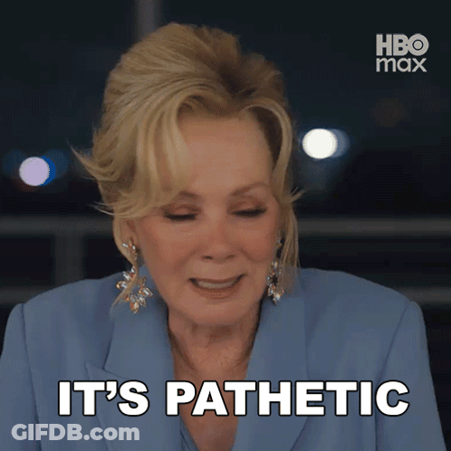 Woman In Blue Suit Saying It's Pathetic GIF
