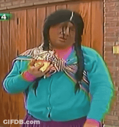 Woman In Blue Sweater And Purple Skirt Says Con Todo Respeto Manitoba GIF