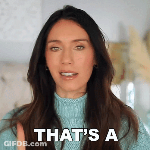 Woman In Blue Sweater Saying That's A GIF