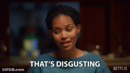 Woman In Blue Sweater Says That's Disgusting GIF