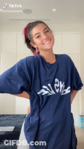 Woman In Blue T-Shirt Smiling GIF