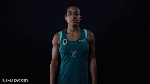 Woman In Blue Tank Top With Letter P GIF