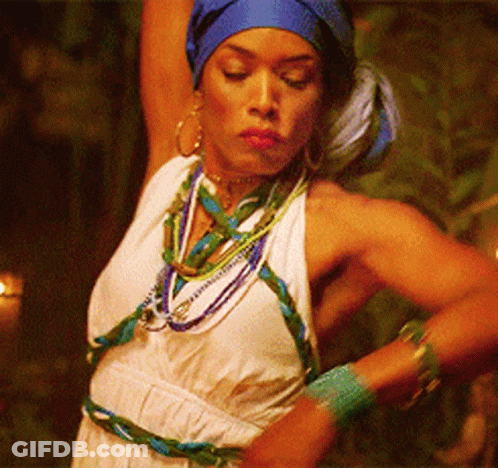 Woman In Blue Turban And White Dress GIF