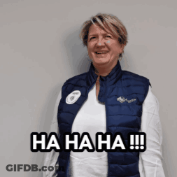 Woman In Blue Vest Laughing Ha Ha Ha GIF