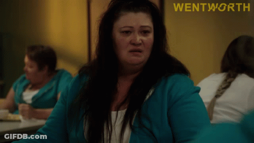 Woman In Blue Wentworth Sweatshirt GIF
