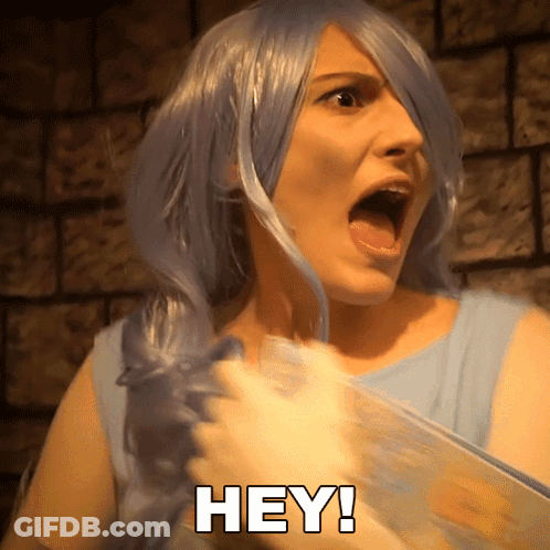 Woman In Blue Wig Saying Hey GIF