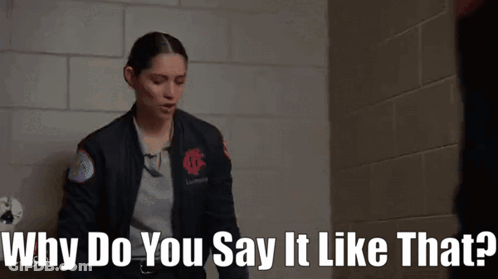 Woman In Bomber Jacket Saying Why Do You Say It Like That GIF