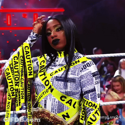 Woman In Boxing Ring With Caution Tape GIF