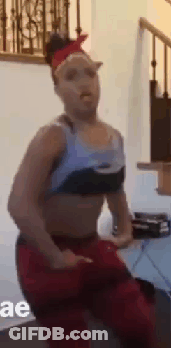 Woman In Bra And Red Pants Dancing GIF