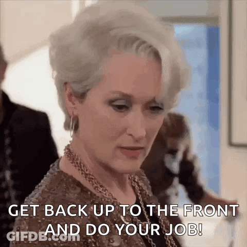 Woman In Brown Dress Saying Get Back Up GIF