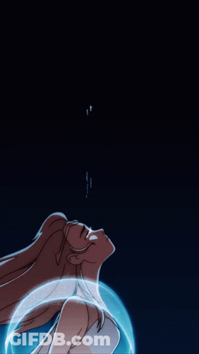 Woman In Bubble Looking Up GIF