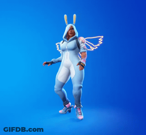 Woman In Bunny Costume With Wings Dancing GIF
