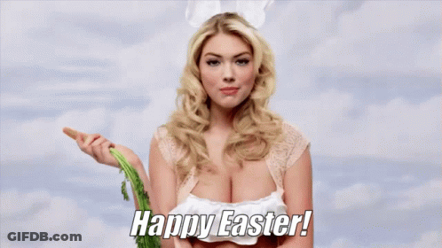 Woman In Bunny Ears Holding Carrot Happy Easter GIF