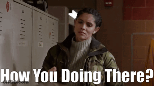 Woman In Camouflage Jacket Asking How You Doing GIF