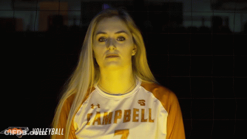 Woman In Campbell Volleyball Jersey GIF