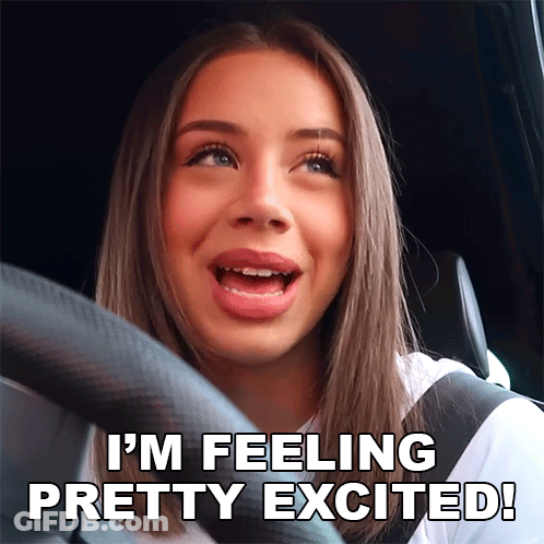Woman In Car I'm Feeling Pretty Excited GIF