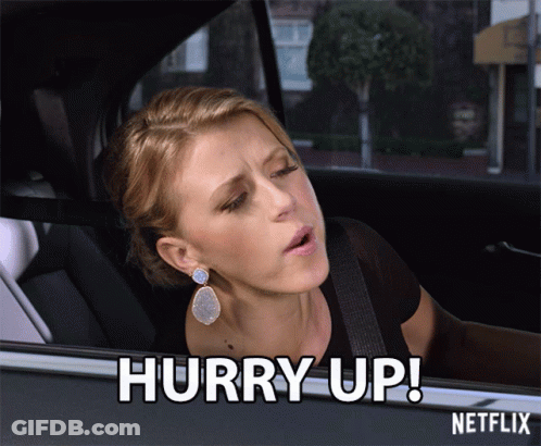 Woman In Car Saying Hurry Up GIF