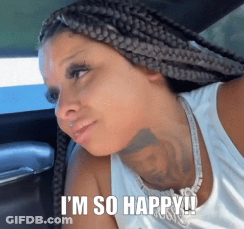 Woman In Car Saying I'm So Happy GIF