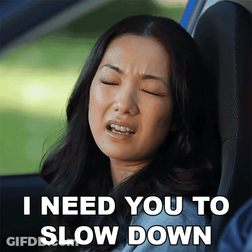 Woman In Car Saying I Need You To Slow Down GIF