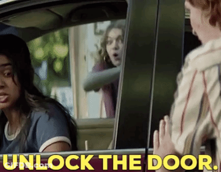 Woman In Car Saying Unlock The Door GIF