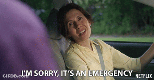 Woman In Car Says I'm Sorry It's An Emergency Netflix GIF