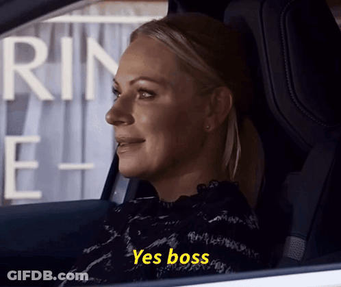 Woman In Car Says Yes Boss In Yellow GIF