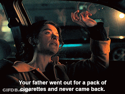 Woman In Car Your Father Went Out For A Pack Of Cigarettes And Never Came Back GIF