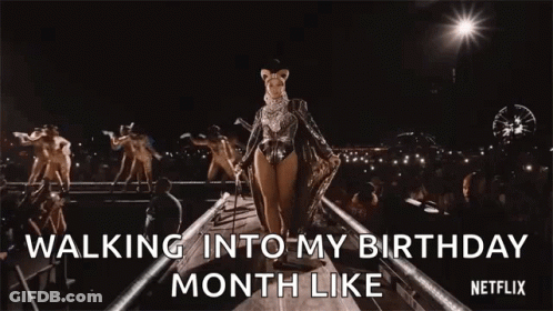 Woman In Cat Costume Walking Into Birthday Month GIF