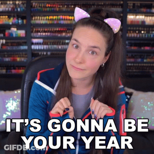 Woman In Cat Ear Headband Saying It's Gonna Be Your Year GIF