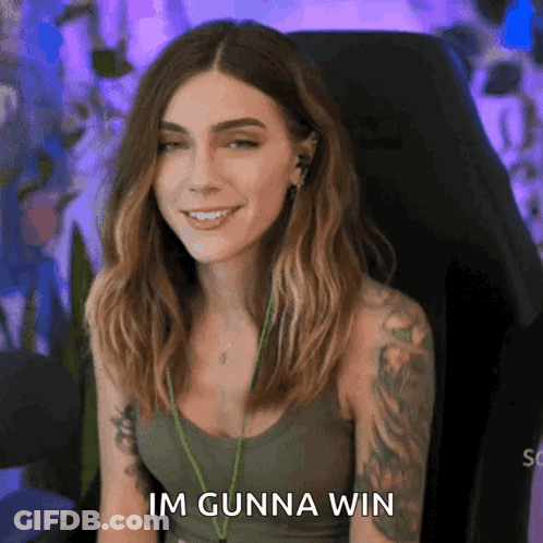 Woman In Chair Saying Im Gunna Win GIF